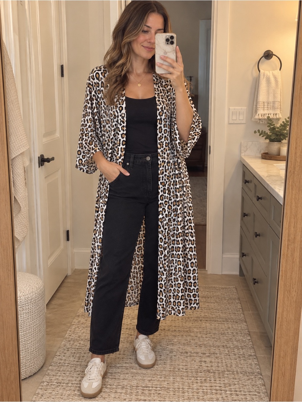 Leopard Print Long lightweight gauze Kimono Duster - show me your MuMu medium